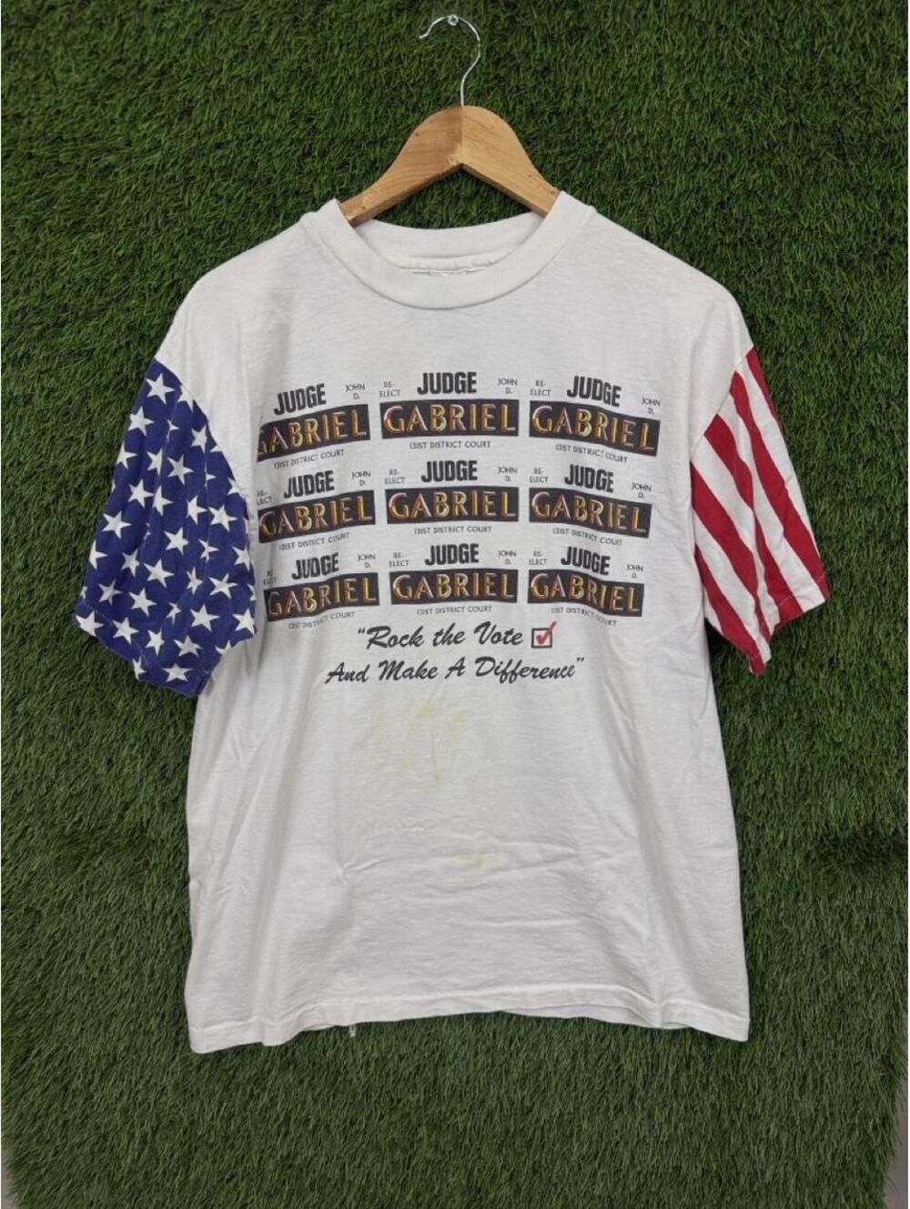 Vintage Judge Gabriel Campaign T Shirt American Flag Sleeve Graphic Tee